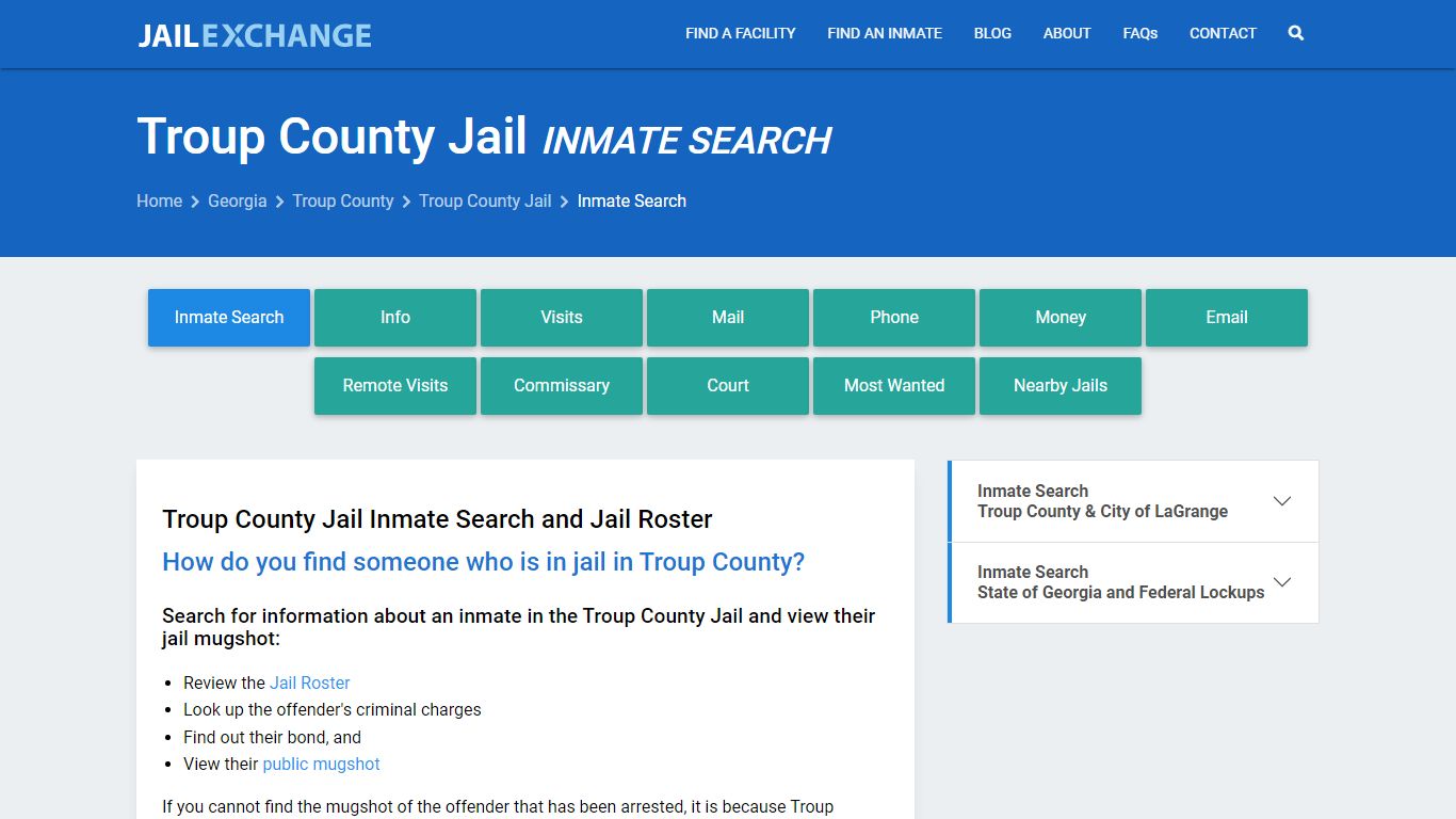 Inmate Search: Roster & Mugshots - Troup County Jail, GA - Jail Exchange
